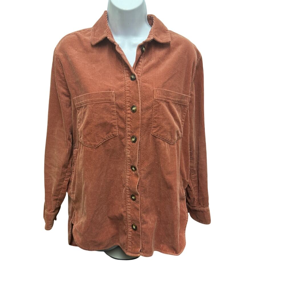 Madewell Women's Small Corduroy Kentwood Oversized Shirt-Jacket Brown Button